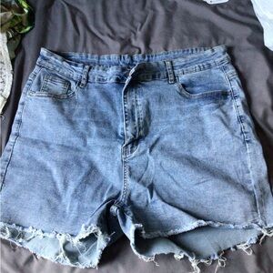 SHEIN 4xl Light Blue Distressed Denim Cutoff Shorts
